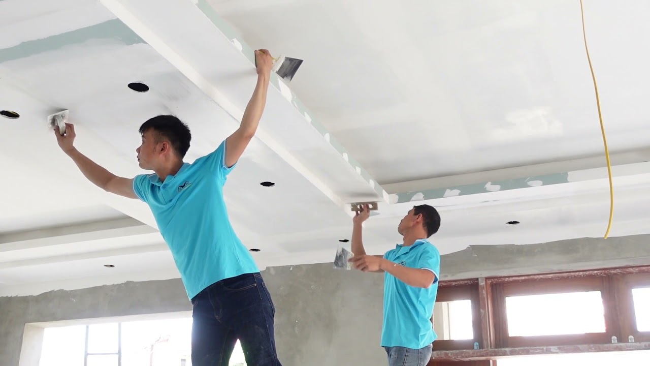 Hướng dẫn bả trần thạch cao với kỹ thuật thi công thượng thừa | bả matit trần thạch cao - YouTube